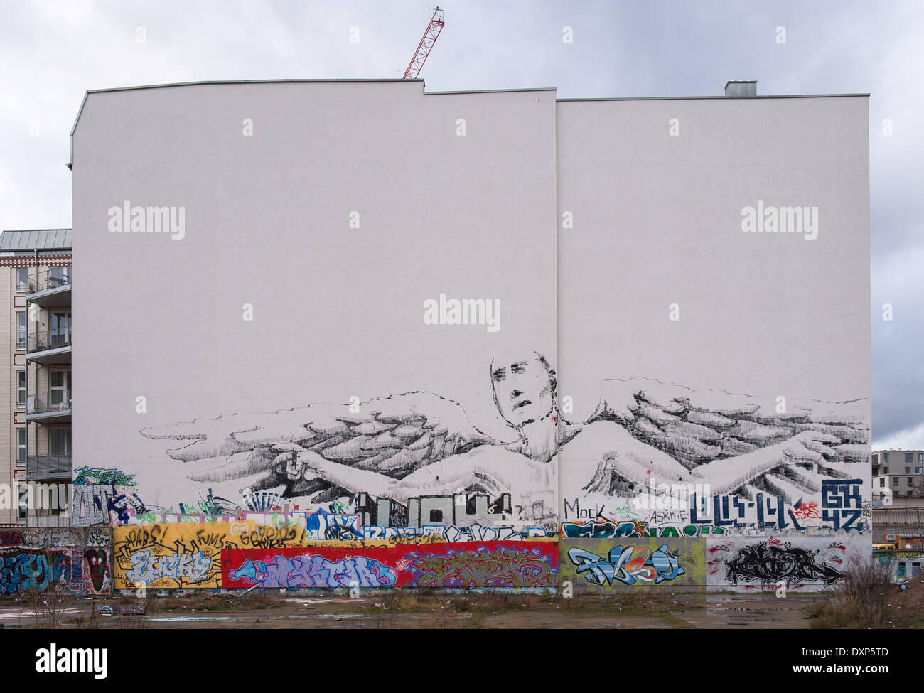 Berlin, Germany, fire wall with graffiti Stock Photo