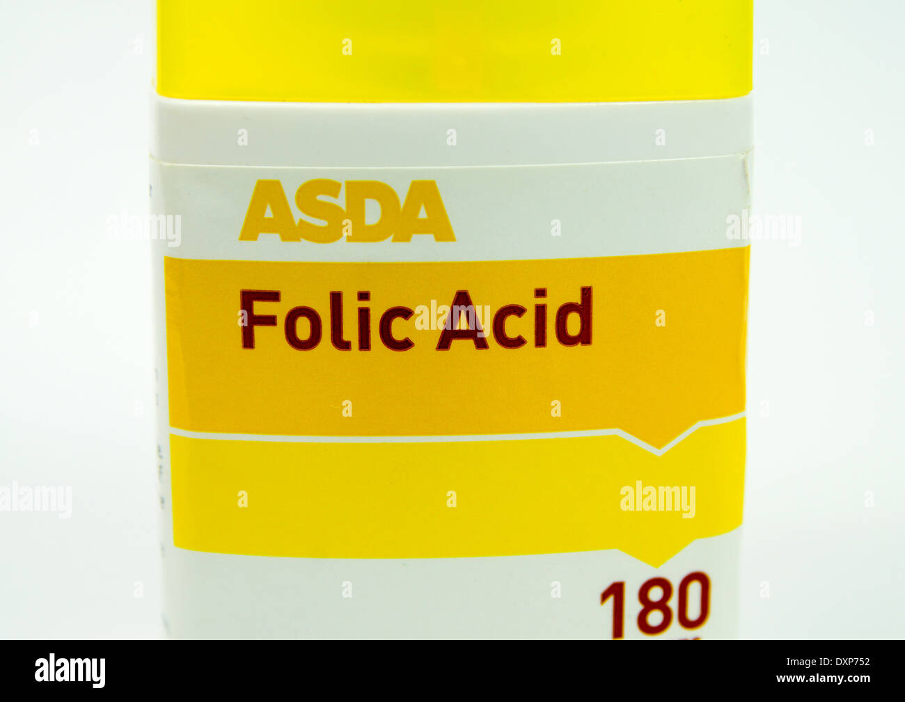 Bottle of Folic Acid Tablets. Stock Photo