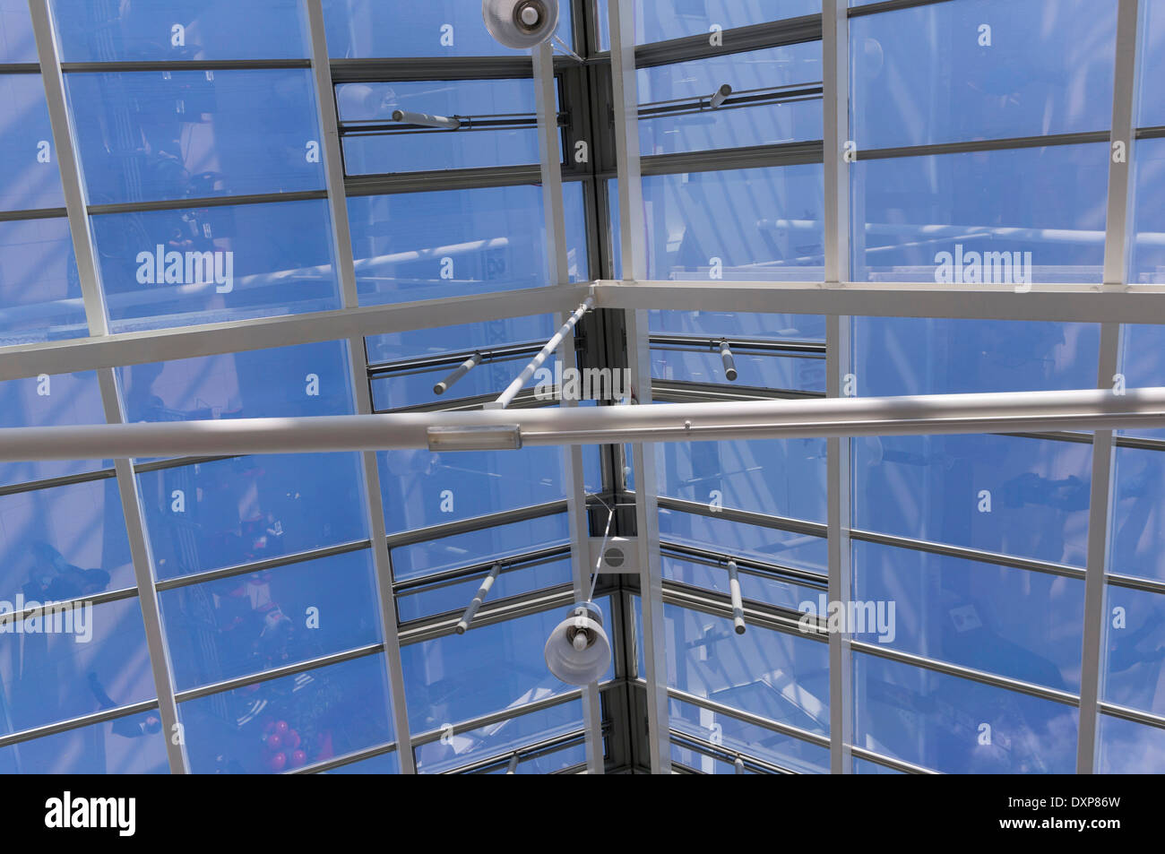 A glass roof from inside looking up Stock Photo - Alamy