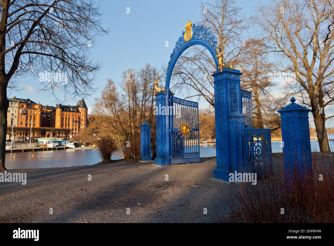 Stockholm, Sweden - Blue gate at Djurgården, Östermalm Stock Photo
