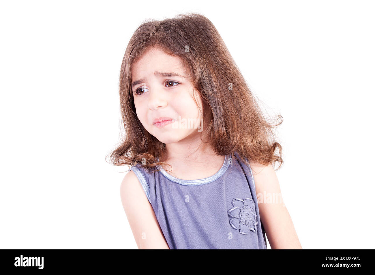 Little girl portrait on a white background Stock Photo - Alamy