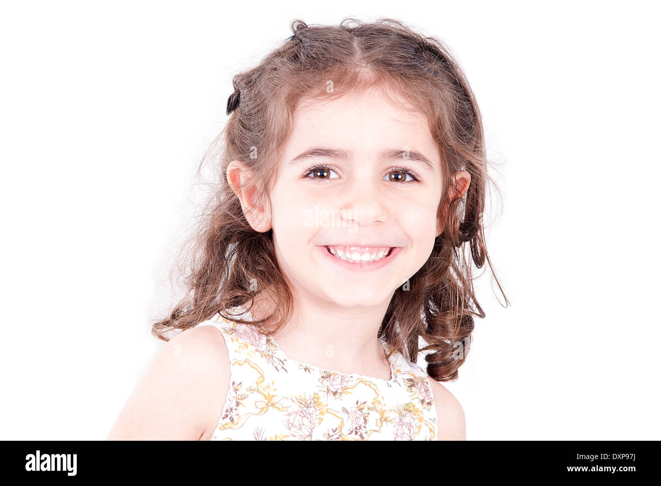 Little girl portrait on a white background Stock Photo - Alamy