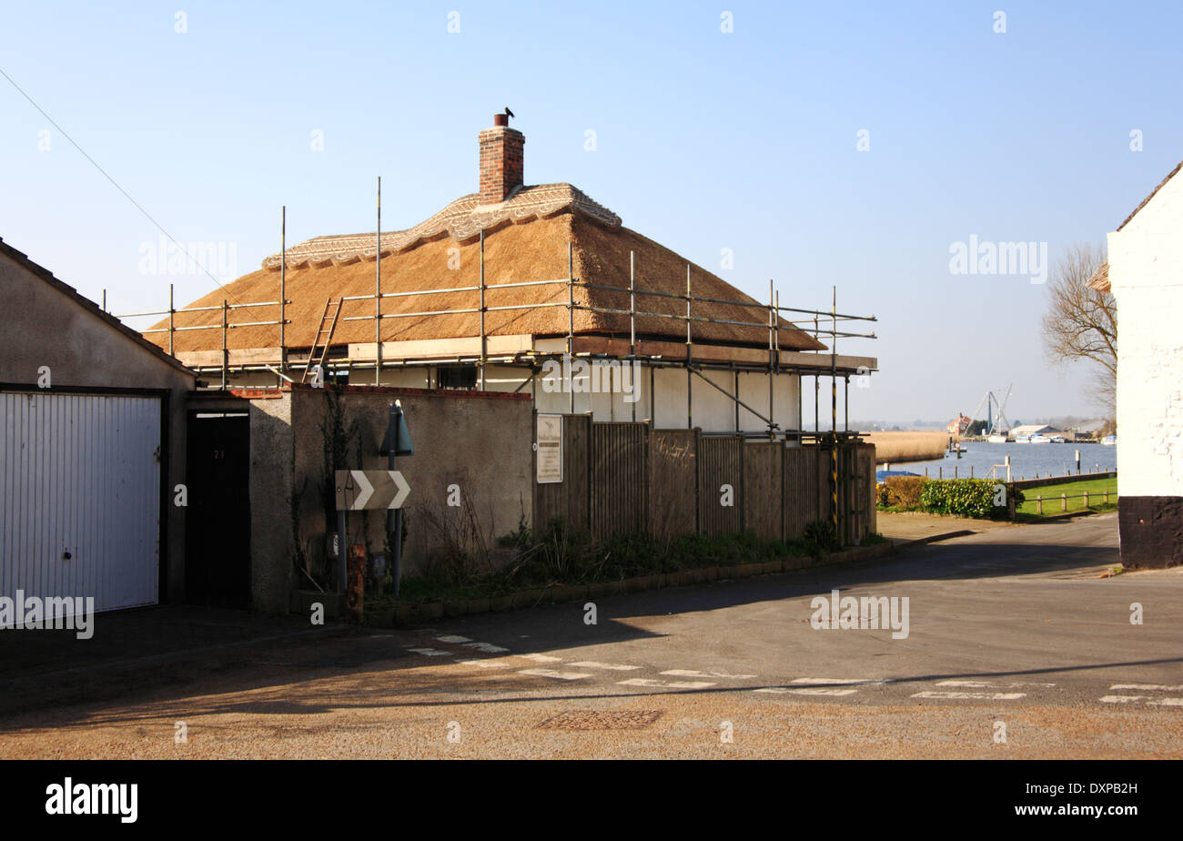 A new thatched roof on a cottage in the village of Reedham in the