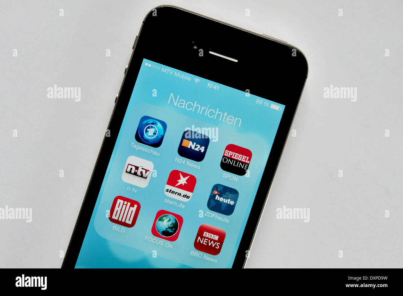 Oldenburg, Germany, news apps on a smartphone Stock Photo