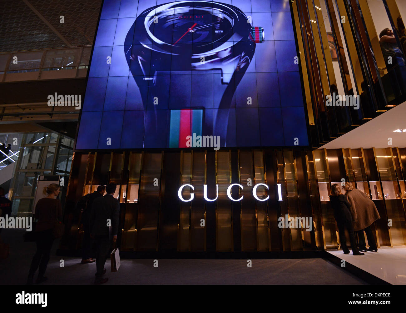 View of the Italian fashion brand Gucci at the Baselworld international  watch and jewellery fair in