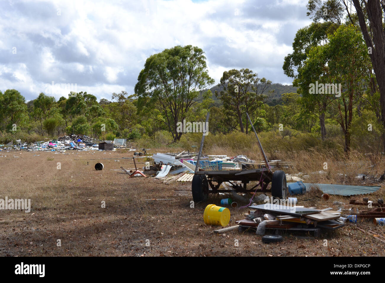 Rubbish dumped in outback Australia Stock Photo
