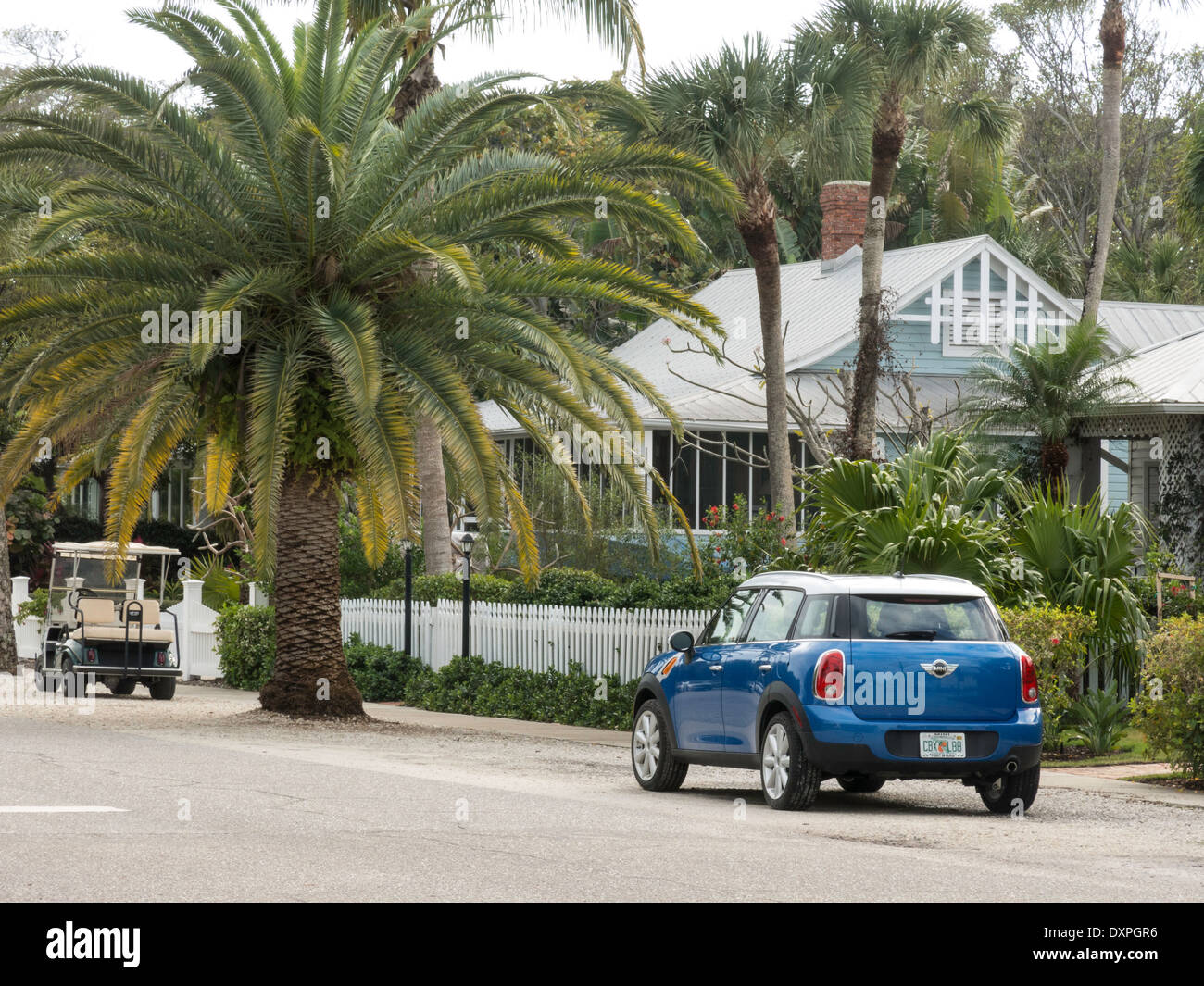 Tranquil Street Scene, Boca Grande, Gasparilla Island, FL, USA Stock Photo