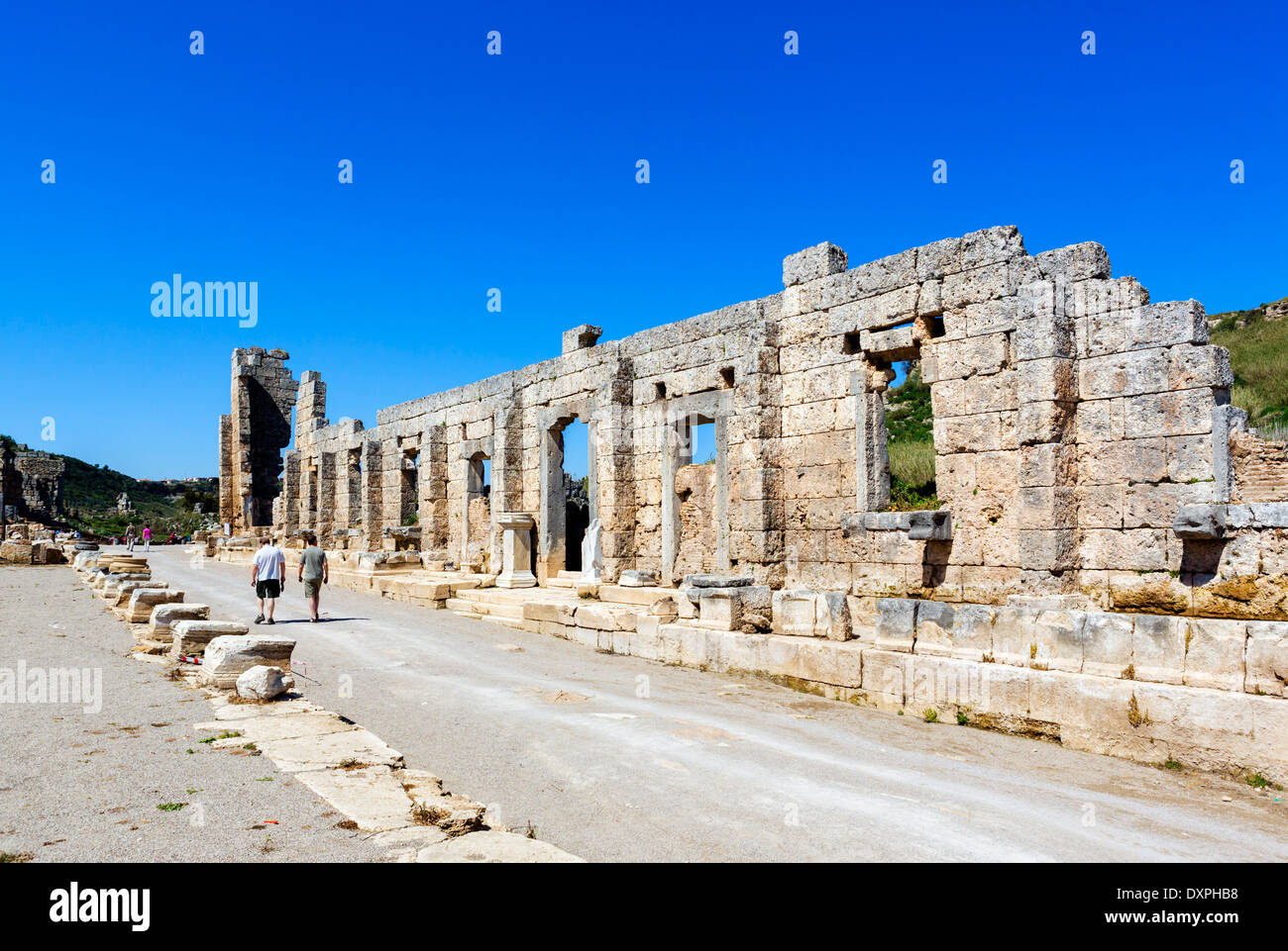 Area near the Palaestra in the ruins of the ancient city of Perge, Pamphylia, Antalya Province, Turkey Stock Photo