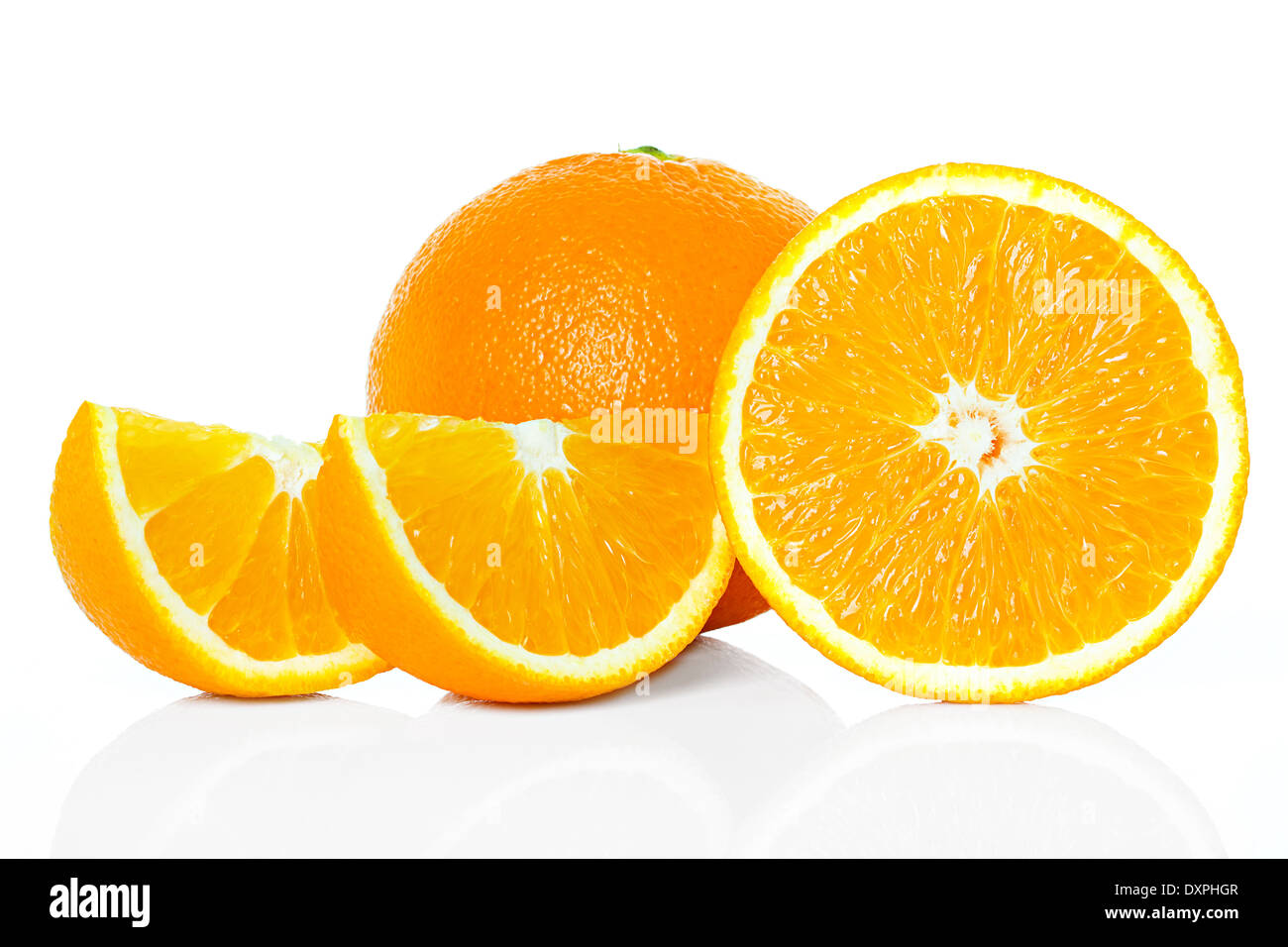 Orange fruit and his slices isolated Stock Photo