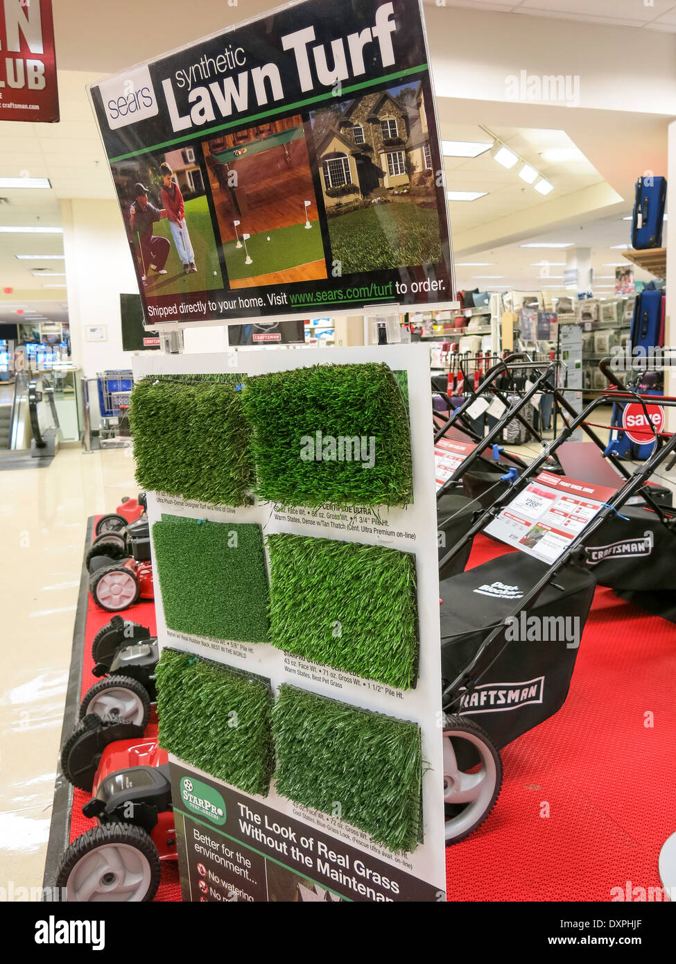 Grass Cutting and Turf Maintenance Display, Sears Store, WestShore Plaza, Tampa, FL, USA Stock Photo