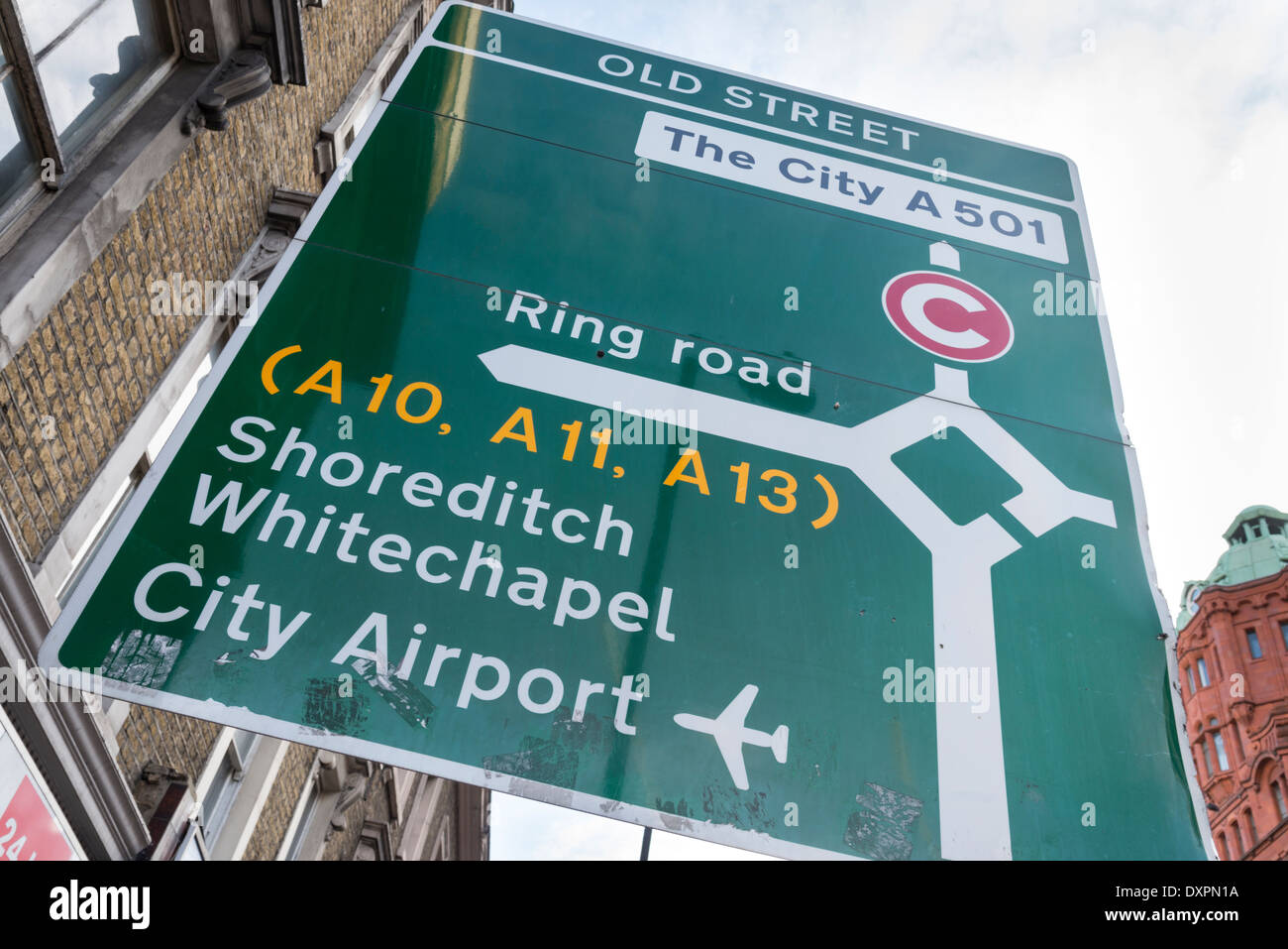 Old Street Roundabout road sign, London, England, UK Stock Photo