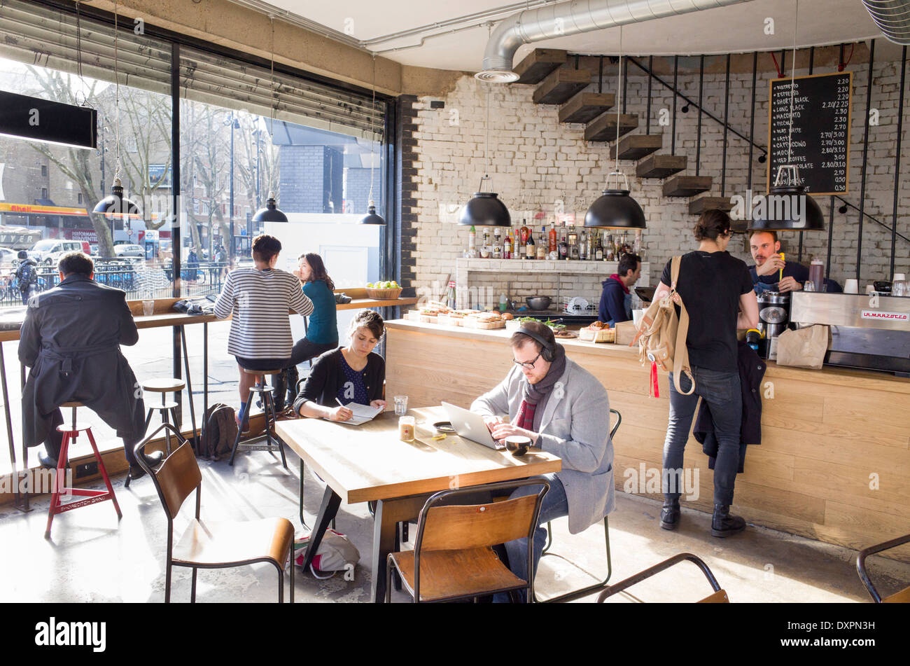 Shoreditch Grind cafe on Old Street Roundabout, London, England, UK Stock Photo