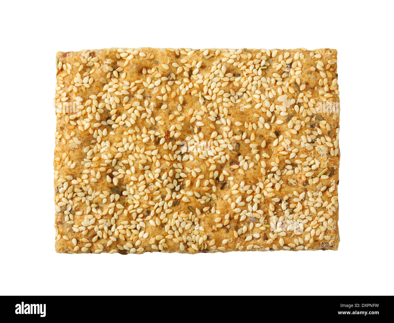 Whole wheat crackers with sesame seeds and chopped herbs Stock Photo