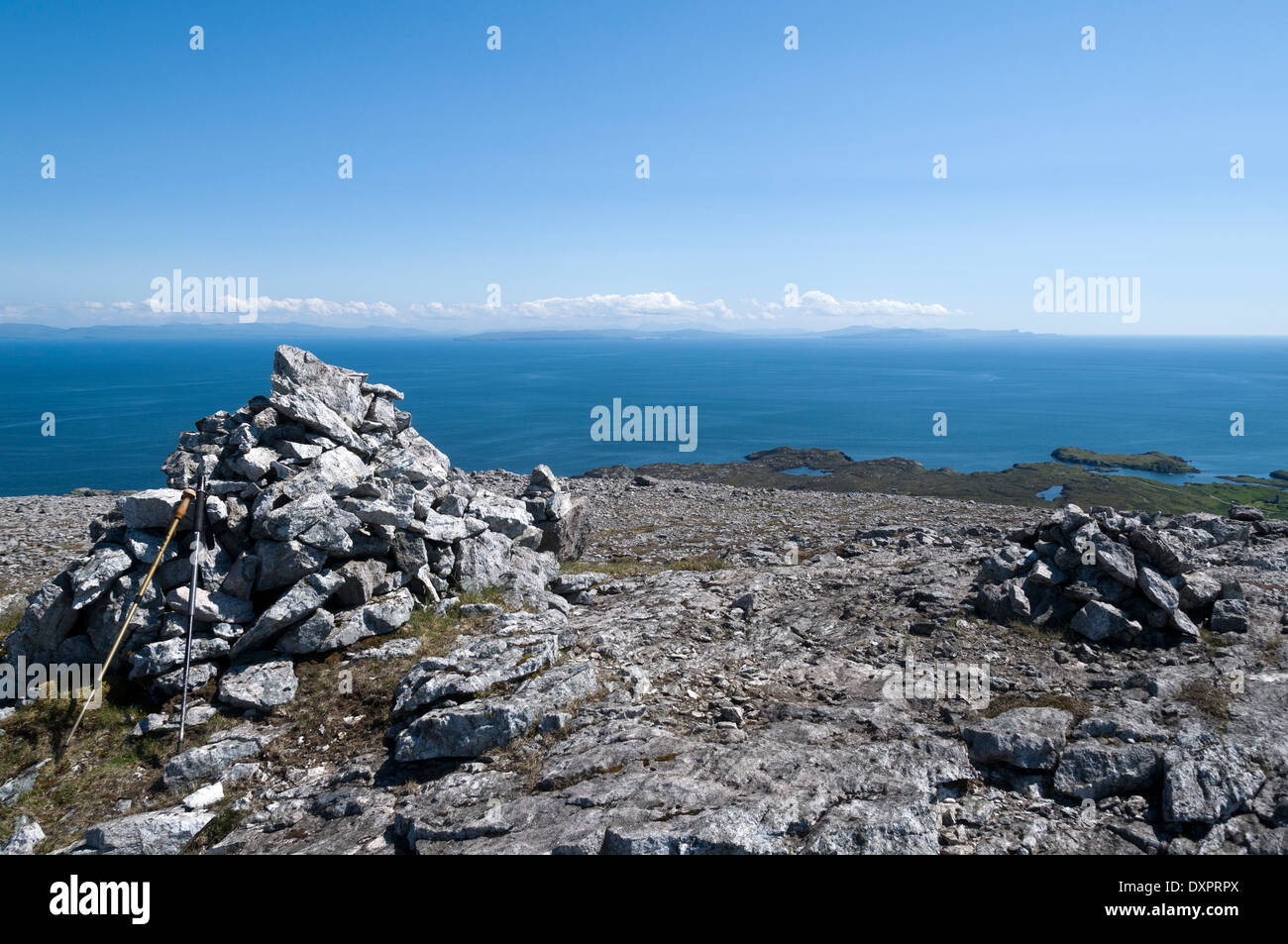 The summit of Roineabhal (460m) near Leverburgh, South Harris hills, Western Isles, Scotland, UK. Stock Photo