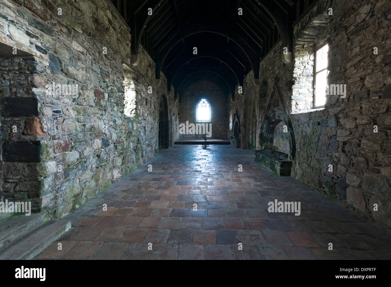 Inside St Clement's Church (15th century) at Rodel (Roghadal), Harris, Western Isles, Scotland, UK. Stock Photo