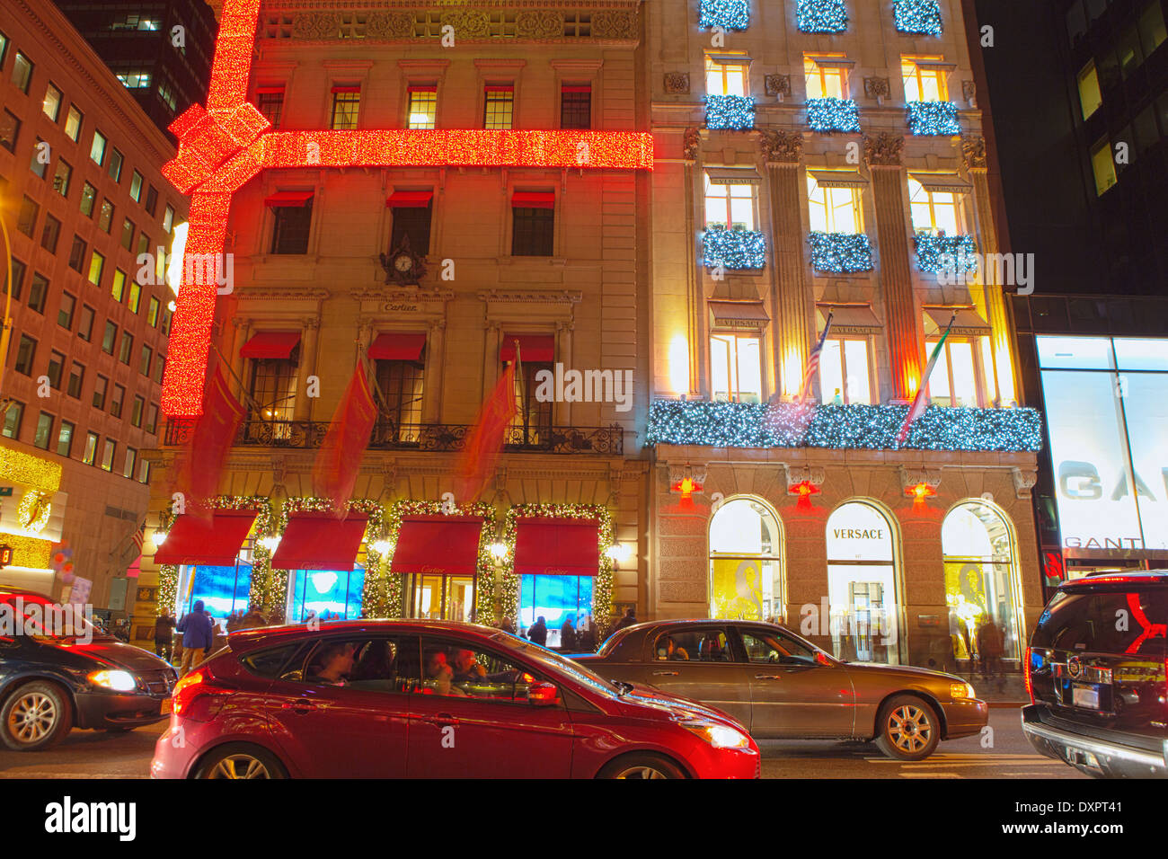 Cartier and Versace stores decorated for the holidays Fifth Avenue, NYC