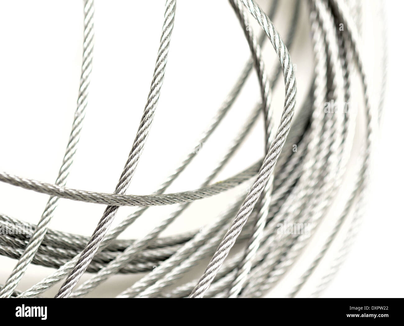 metallic rope on white background Stock Photo - Alamy