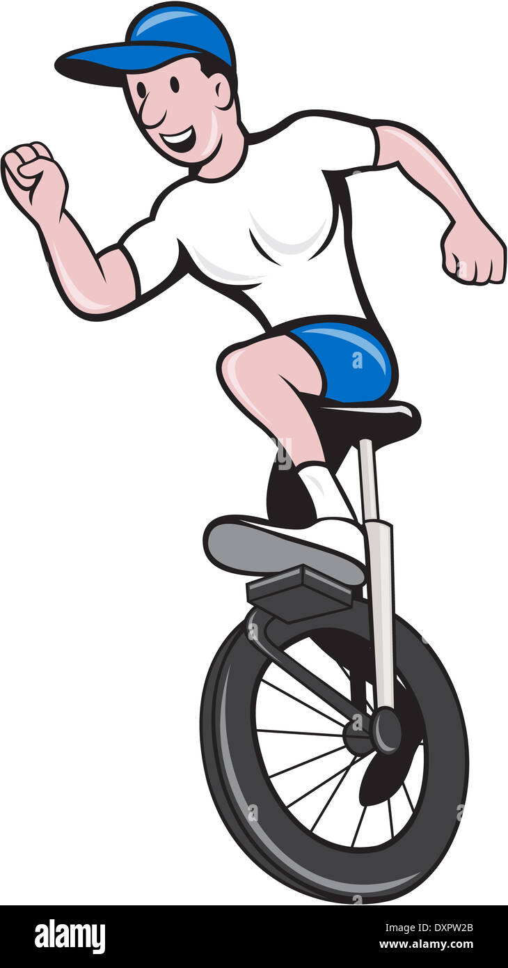 Illustration of a cyclist riding unicycle on isolated background done in  cartoon style Stock Photo - Alamy