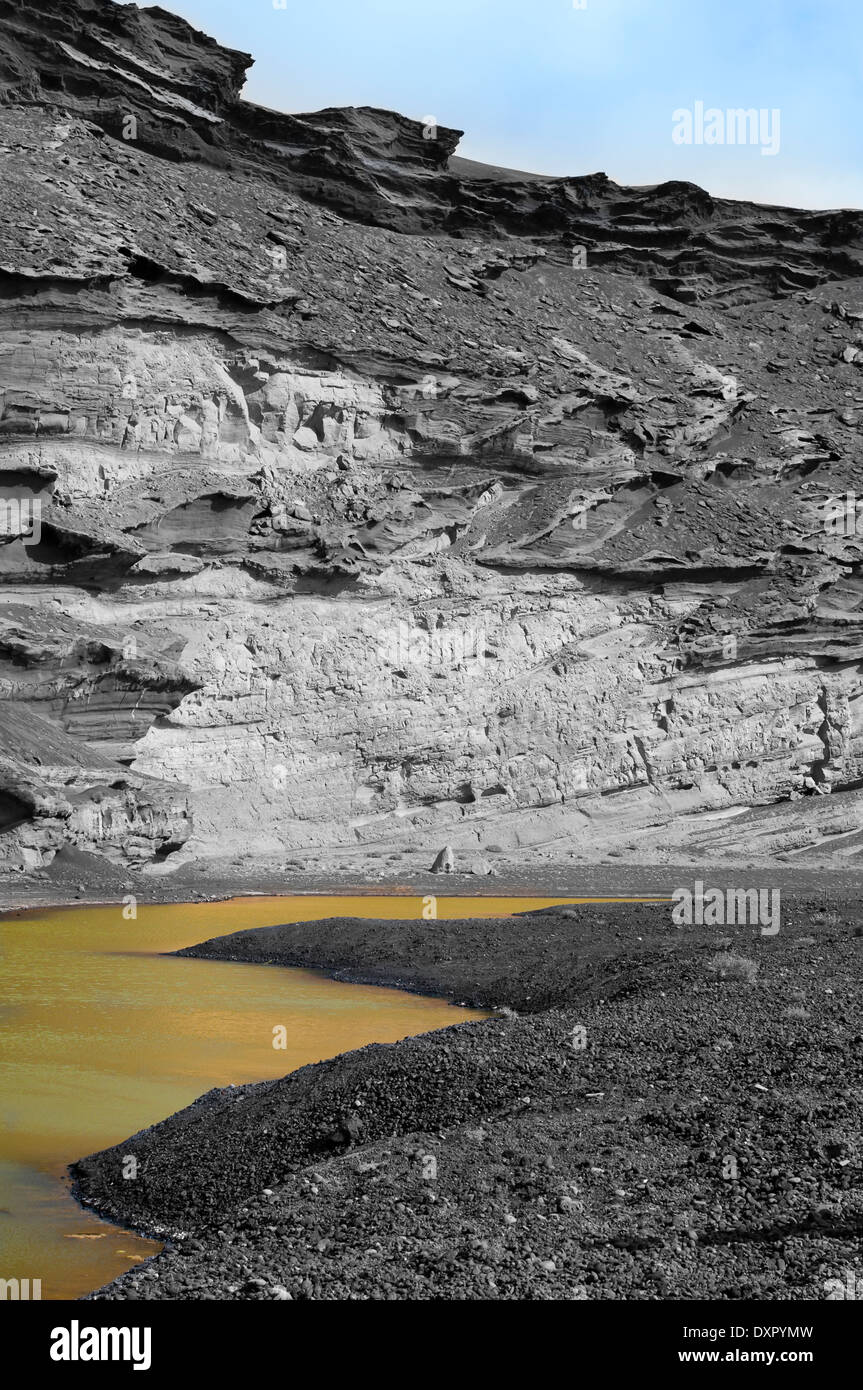 Inside the volcano, black, white with colors Stock Photo - Alamy