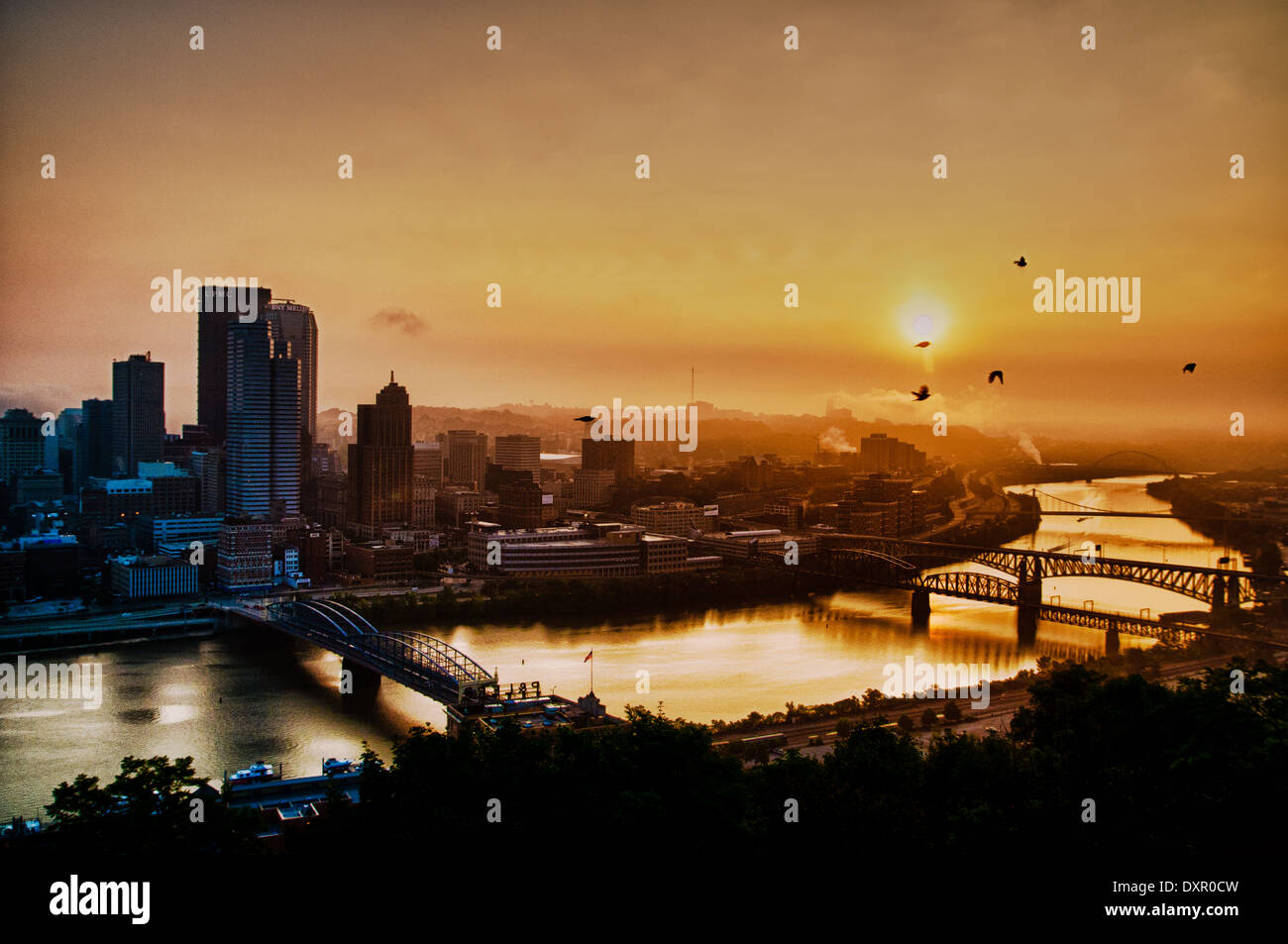 Sunrise over Pittsburgh, PA Stock Photo Alamy