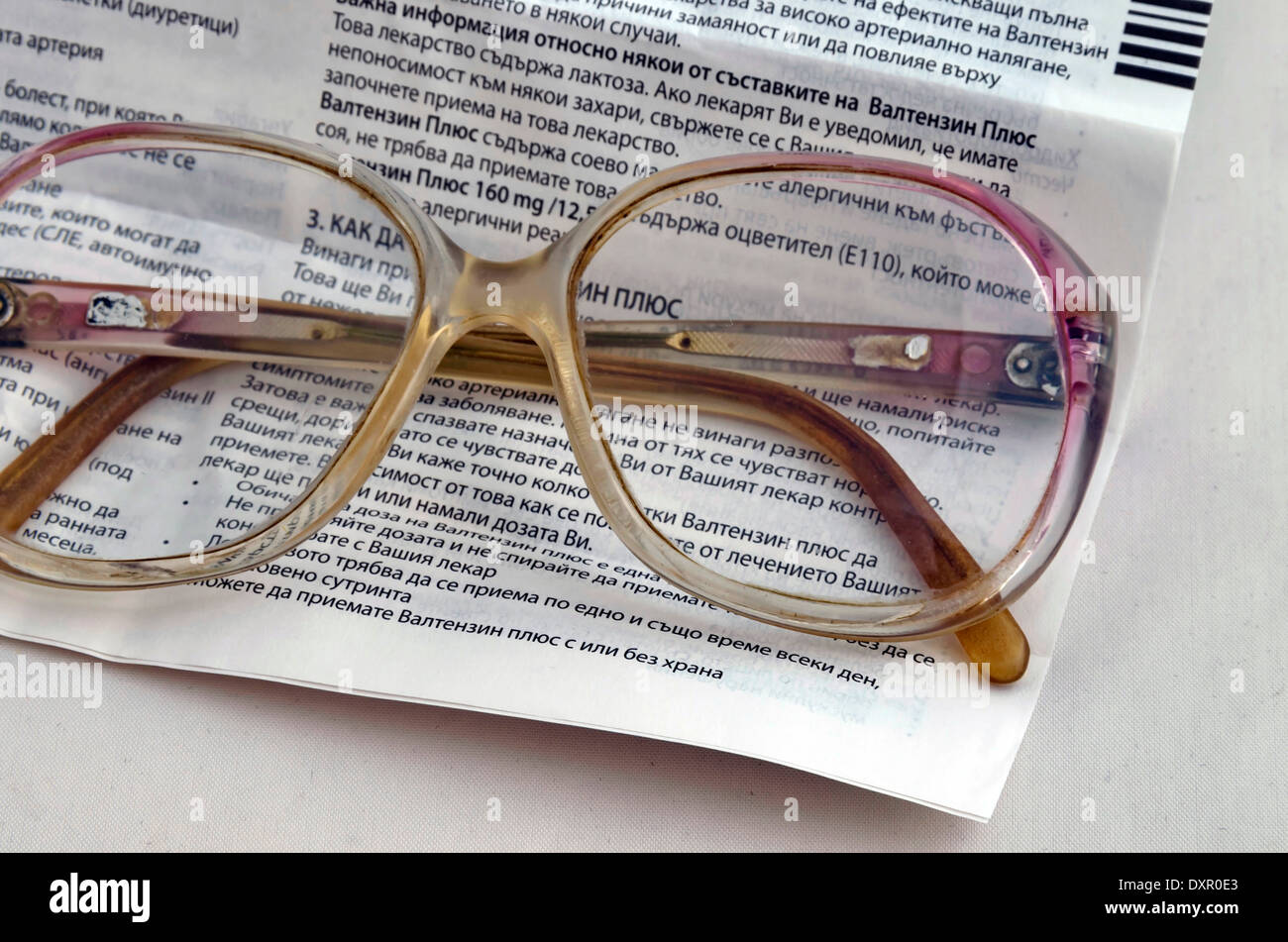 Reading-glasses and notes Stock Photo