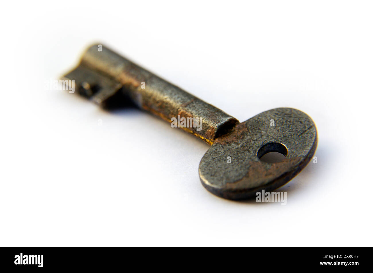 Old rusty antique key - close up view Stock Photo