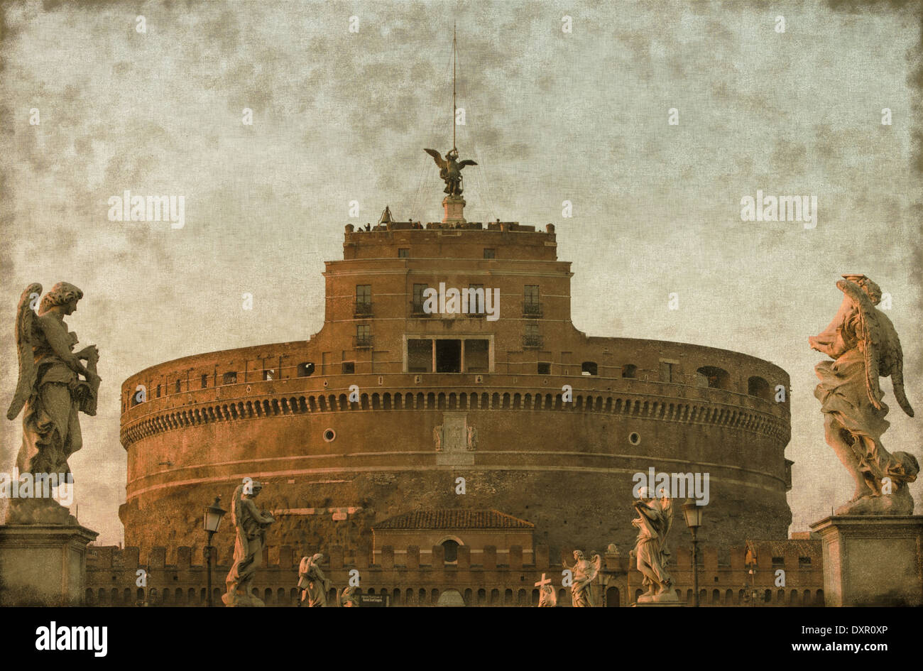 8x6FT Photography Backdrop Saint Angel Castle Background Italian Landmark Rome Landscape Archangel Vintage Catholic Church Stone Architecture European Photo Portrait Vinyl Studio Prop