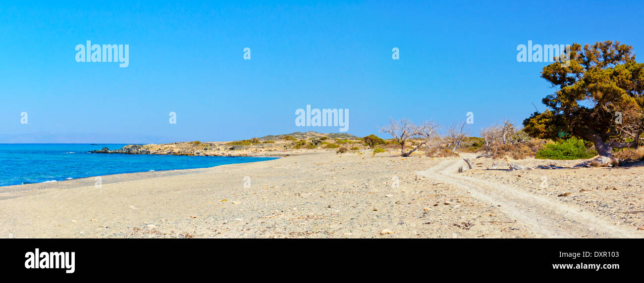Chrissi is an uninhabited Greek island approximately 15 kilometres south of Crete close to Ierapetra in the Libyan Sea. Stock Photo