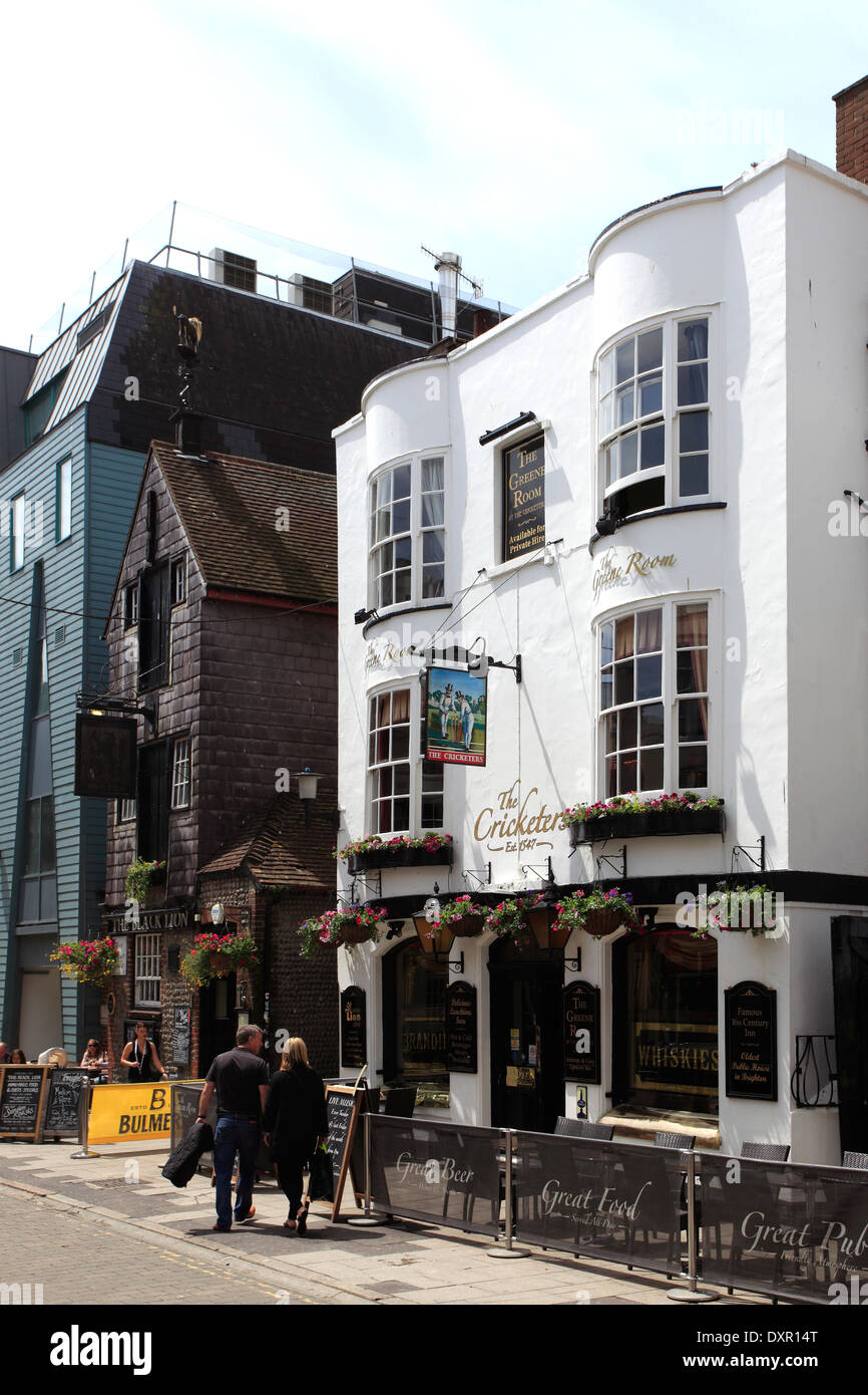 The Cricketers Pub, the Lanes area of Brighton City, Brighton & Hove, Sussex County, England, UK Stock Photo