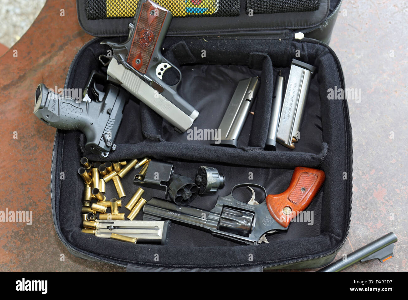 Du Bois, United States, bag with guns and ammunition Stock Photo