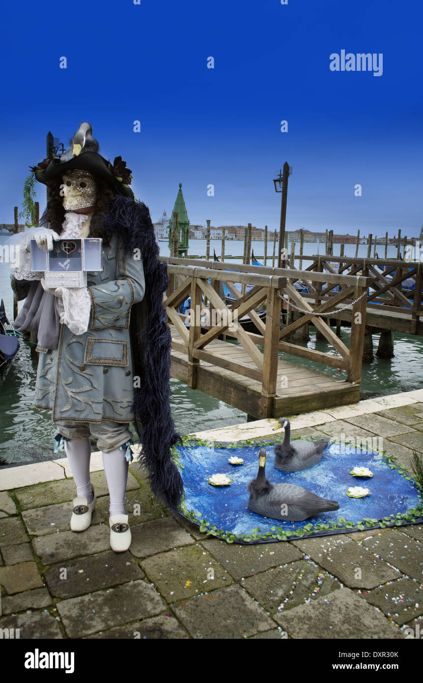 Swan Lake mask,performance in Venice carnival Stock Photo