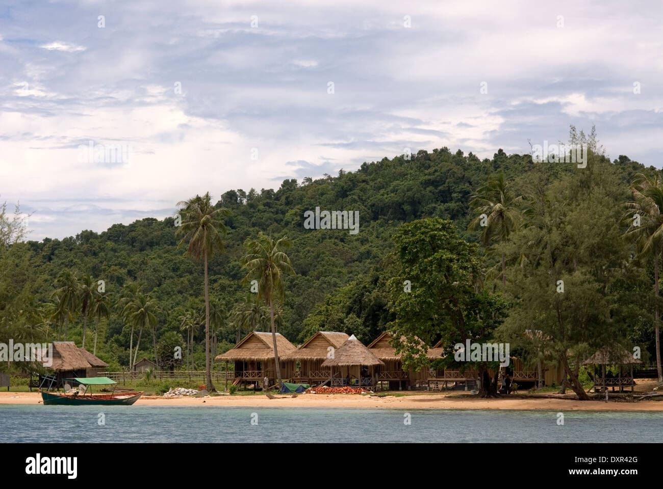 Boat for snorkeling on the island of Koh Russei. Koh Russei or Bamboo Island is one of a group of small islands in the Gulf of T Stock Photo