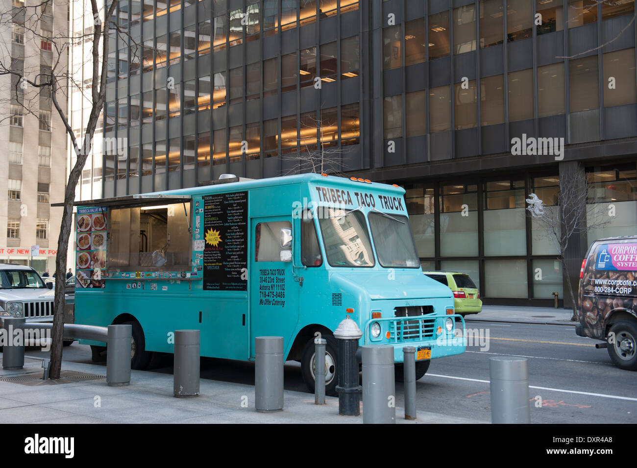 A food truck on Water Street in Lower Manhattan, New York City. Stock Photo