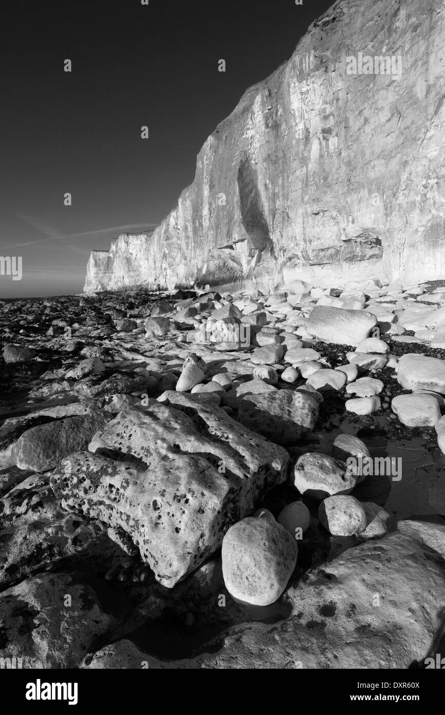Castle Hill Beach and Chalk Cliffs, Newhaven town, East Sussex, England