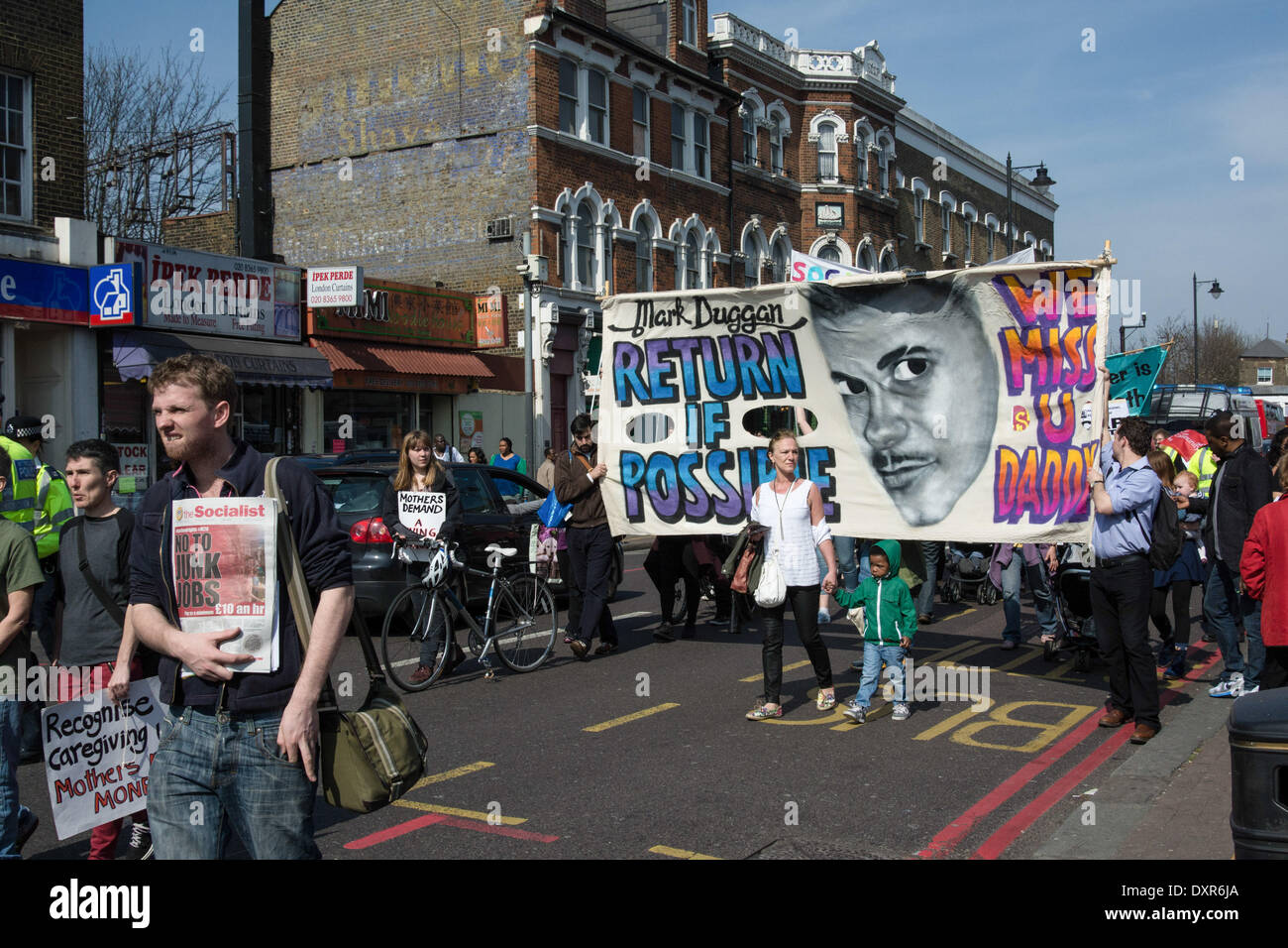 29 March 2014, Tottenham, London Uk. Carole Duggan, (centre, Wearing 