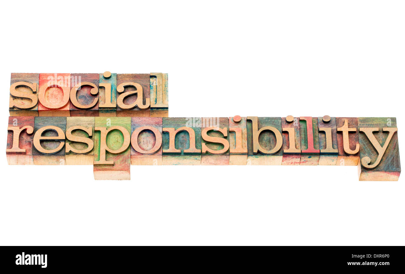 social responsibility words - isolated word in letterpress wood type Stock Photo