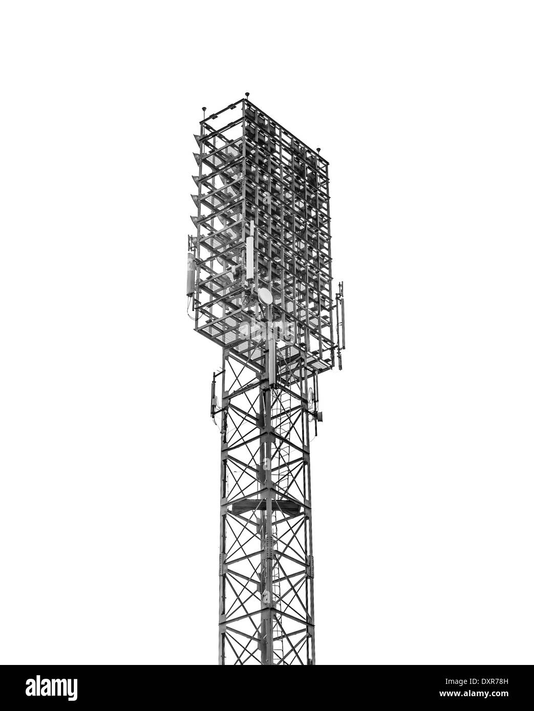 A football stadium floodlight with metal pole Stock Photo