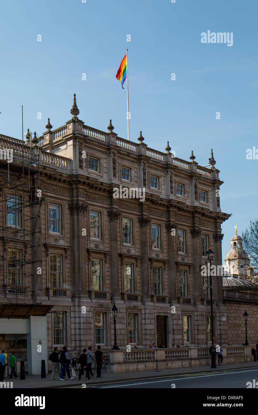 London, UK . 29th Mar, 2014. Cabinet Office buildings in Whitehall flying the Rainbow flag to mark marriage equality Credit:  Zefrog/Alamy Live News Stock Photo