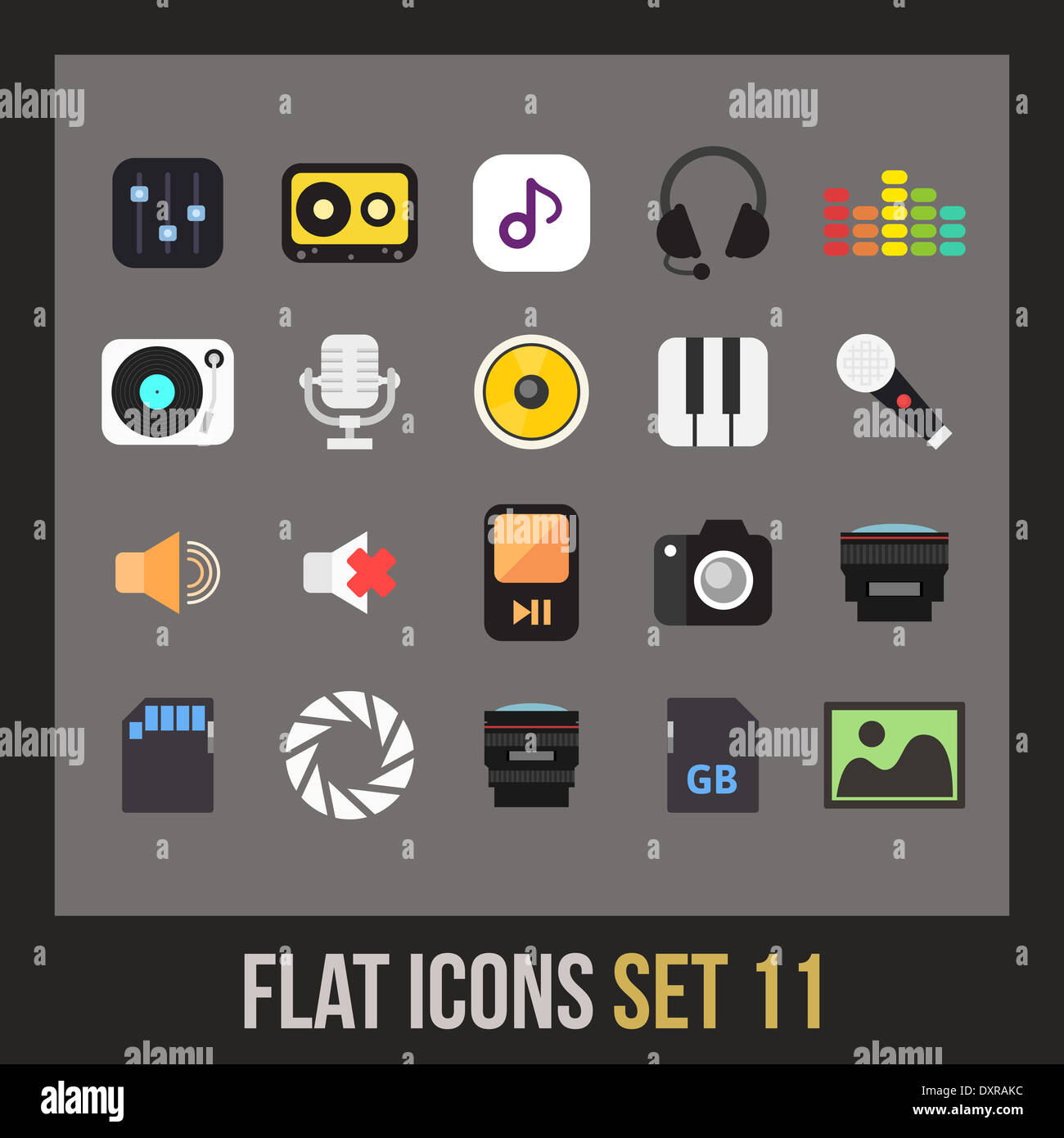 Flat icons set 11 Stock Photo