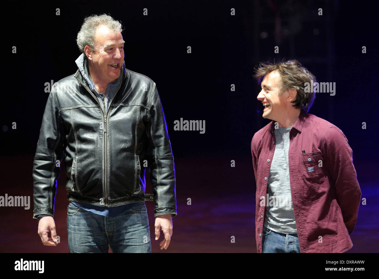 St.Petersburg, Russia. 29th Mar, 2014. In St. Petersburg, passed a car show Top Gear Live. During the rehearsal of the car show Top Gear Live. British TV program Top Gear Jeremy Clarkson and Richard Hammond during a rehearsal for the show Top Gear Live. Credit:  Andrey Pronin/NurPhoto/ZUMAPRESS.com/Alamy Live News Stock Photo