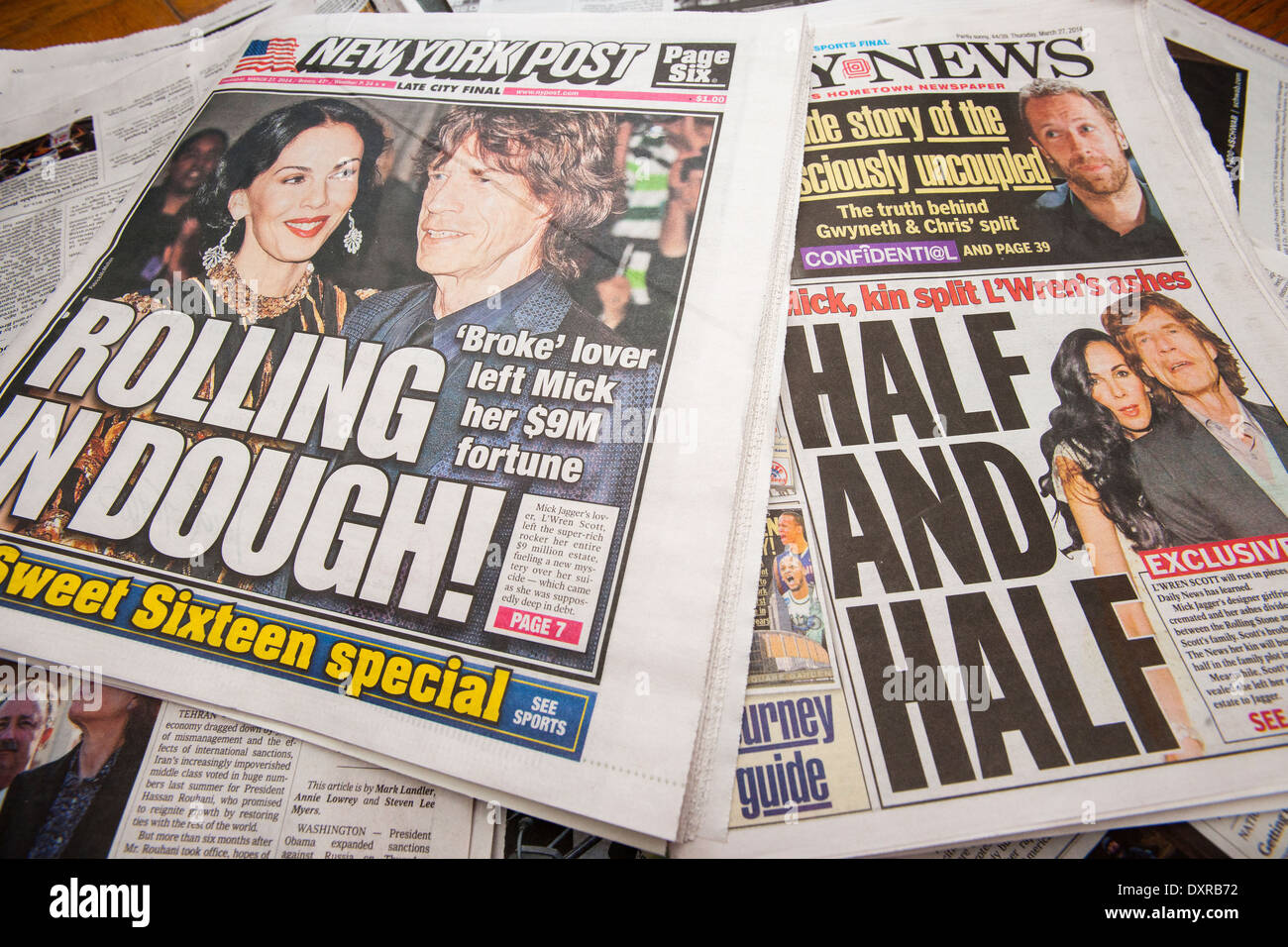 Headlines of the New York Post and Daily News feature the same story