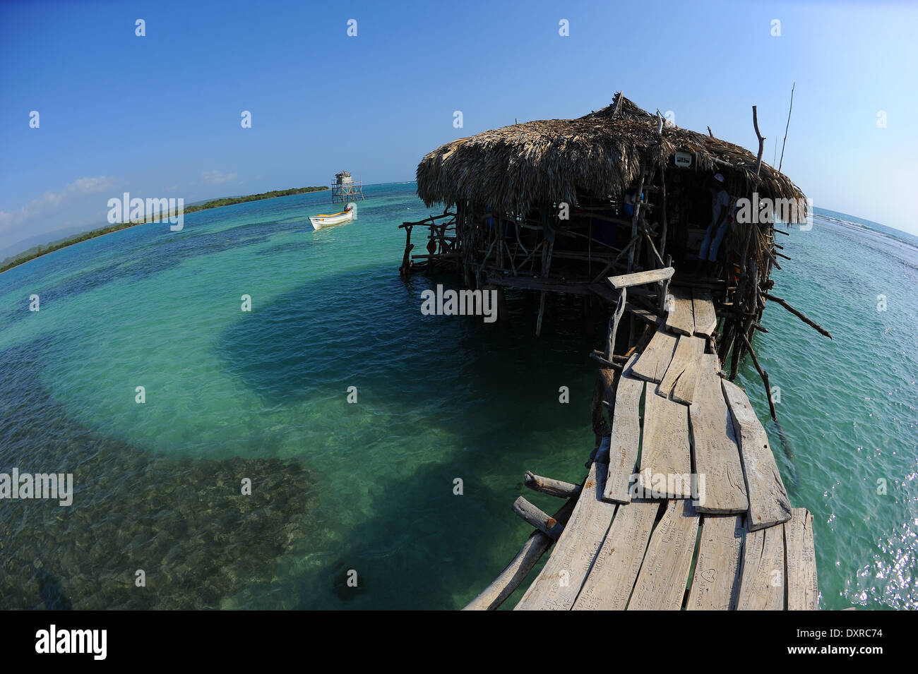 Pelican Bar near Treasure Beach on the south coast of the Caribbean island of Jamaica. Stock Photo