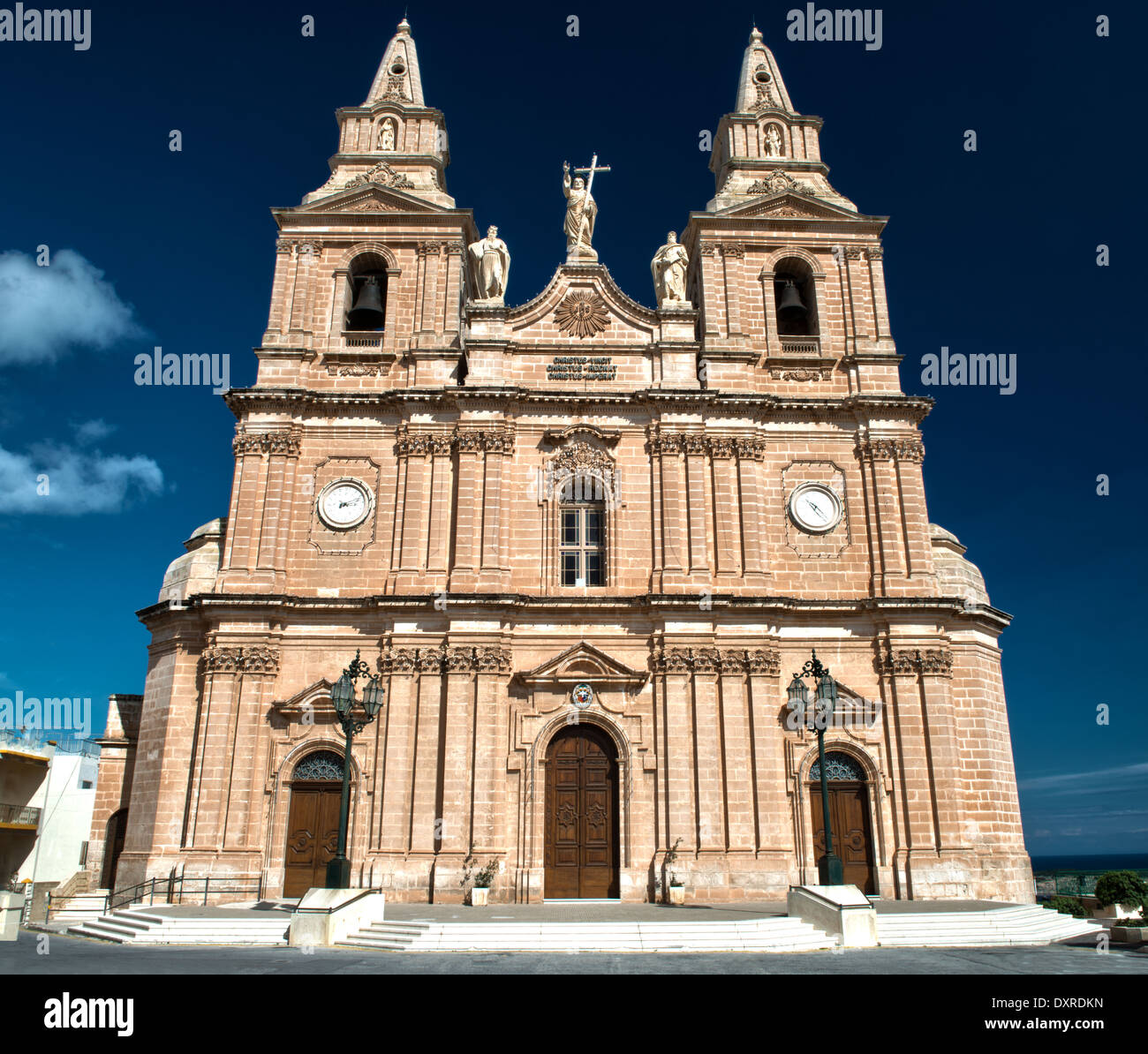The Parish Church of the Nativity of the Virgin Mary in Mellieha, Malta. Stock Photo