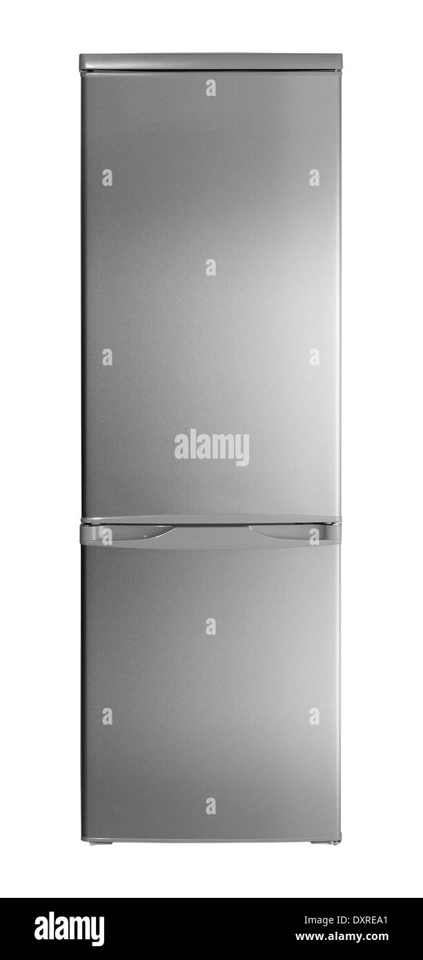 Two door INOX refrigerator isolated on white Stock Photo