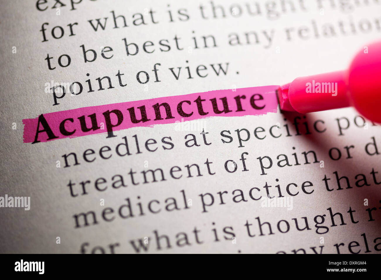 Fake Dictionary, definition of the word acupuncture Stock Photo Alamy