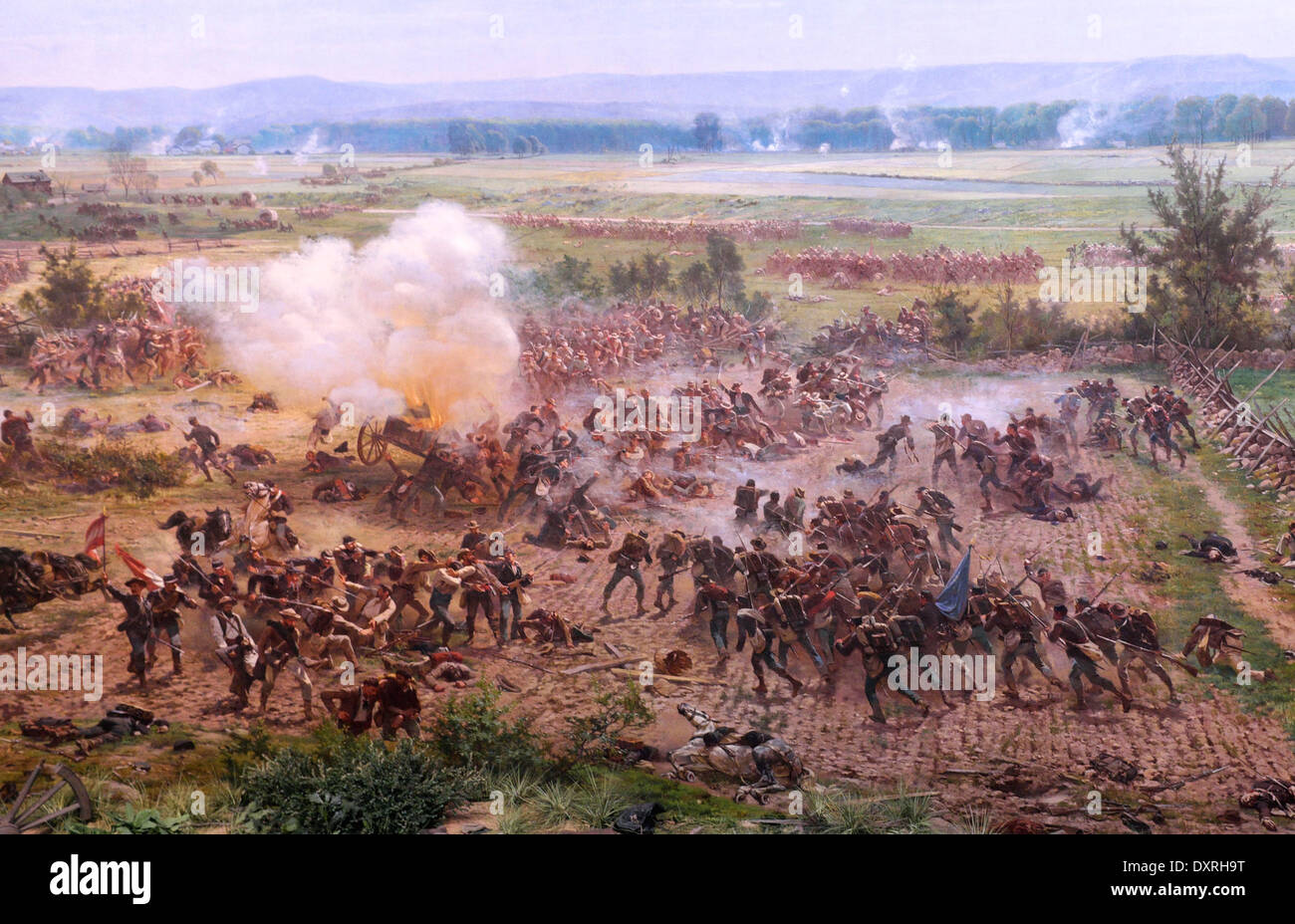 Battle rages as Pickett's charge reaches the Union lines during the