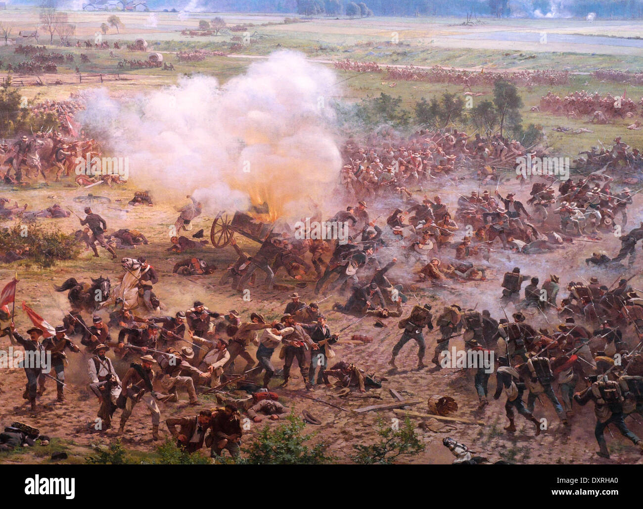 Battle of Gettysburg - USA Civil War - Battle rages as Pickett's charge reaches the union lines Stock Photo