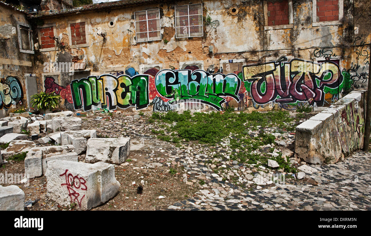 Graffiti in Lisbon Portugal Stock Photo