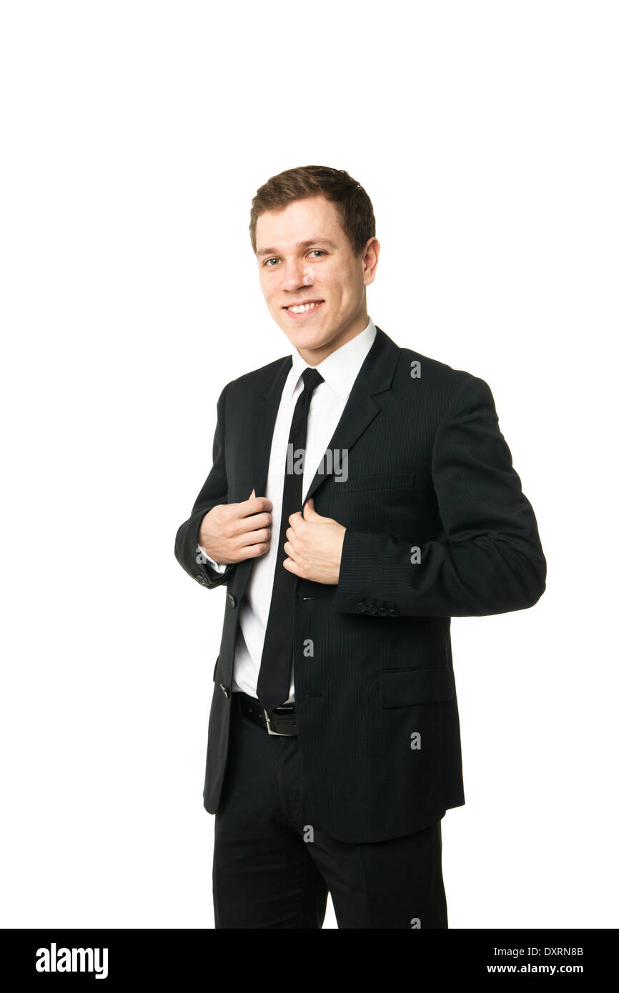 Friendly and smiling businessman looking at camera with reliability ...
