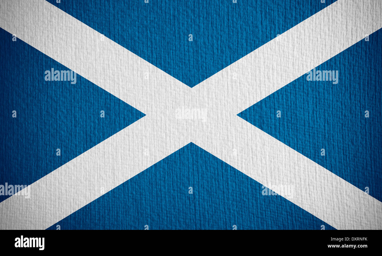 flag of Scotland or Scottish banner on paper background Stock Photo